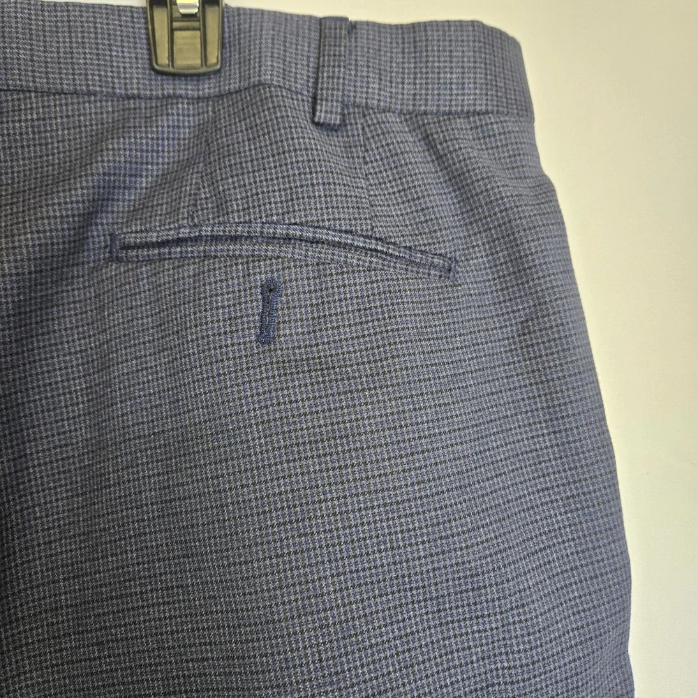 Lauren Ralph Lauren Micro Check Plaid‎ Pleated Chino Pants Blue Black P42W x 30L